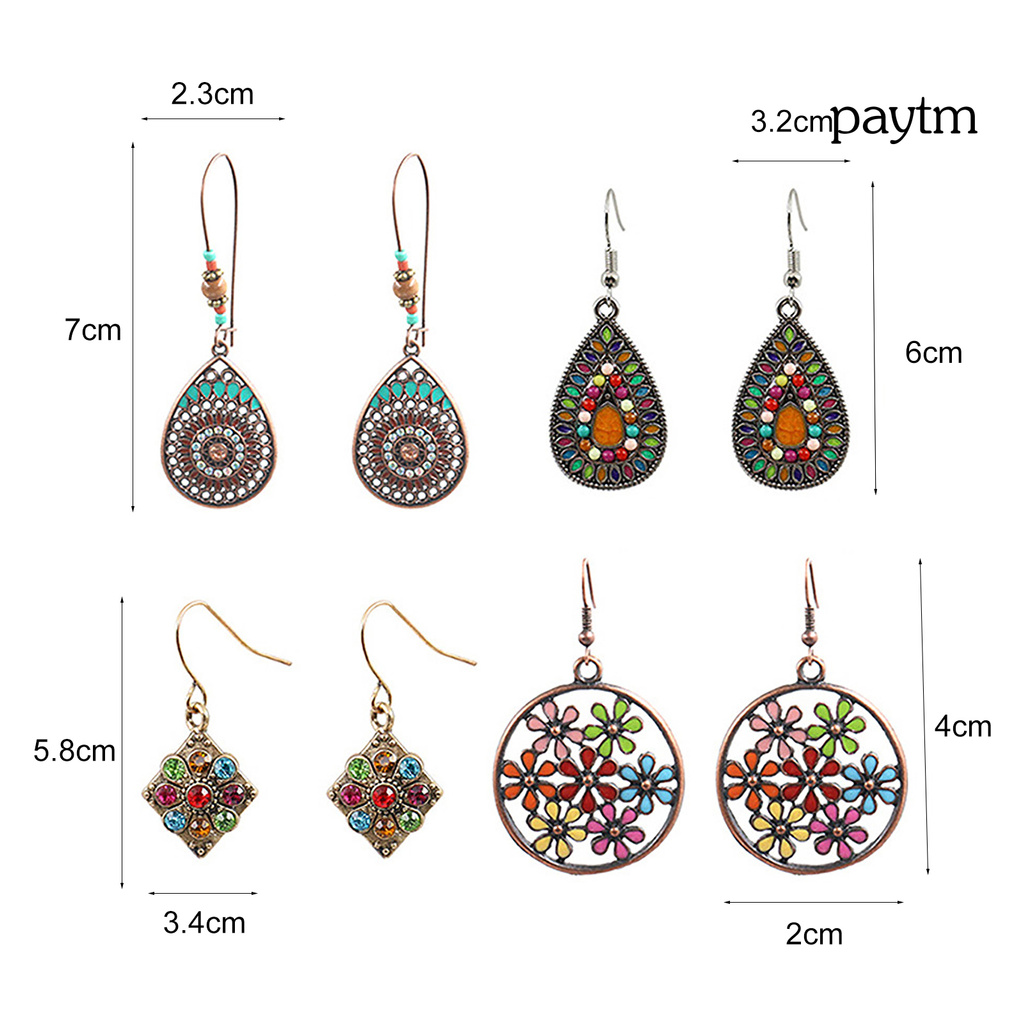 【Ready To Send】Earring Retro Bohemian Vintage Ear Ring Dangle Eardrop for Dressing Room