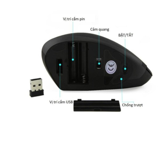 Chuột Không Dây Ergonomic Mouse 2.4 GHz, Kiểu Đứng Thế Hệ Mới - Chống Mỏi Tay