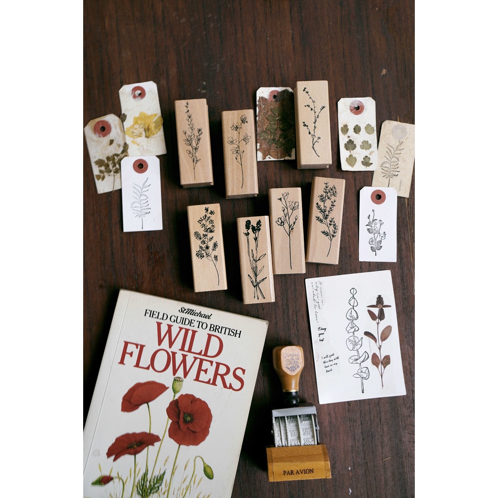 Con dấu gỗ - bộ Wild flowers