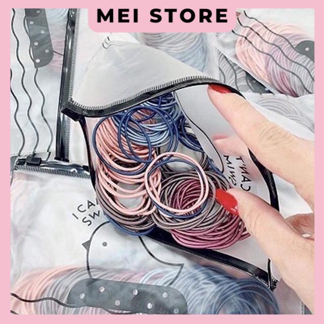 Set 100 Sợi Thun Cột Tóc Kèm Túi Zip