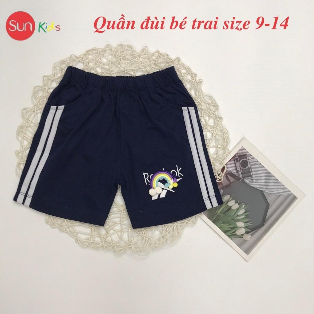 Quần đùi bé trai SUNKIDS1, quần đùi cho bé chất cotton mềm mát, size 9-14 tuổi, viền sọc