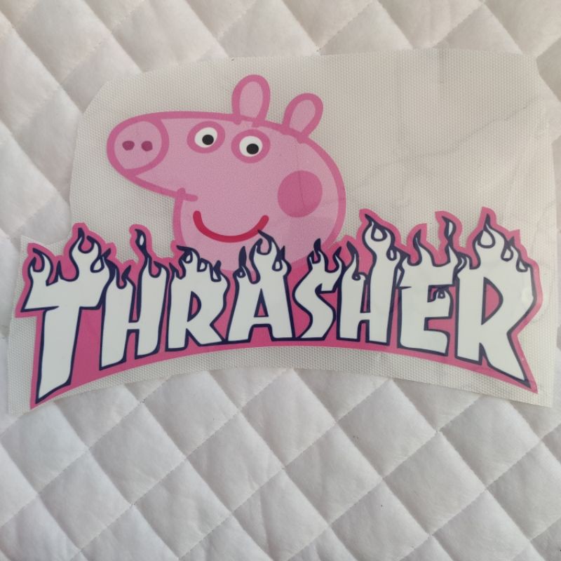 Hình dán nhiệt đủ size - Logo Thrasher heo Peppa