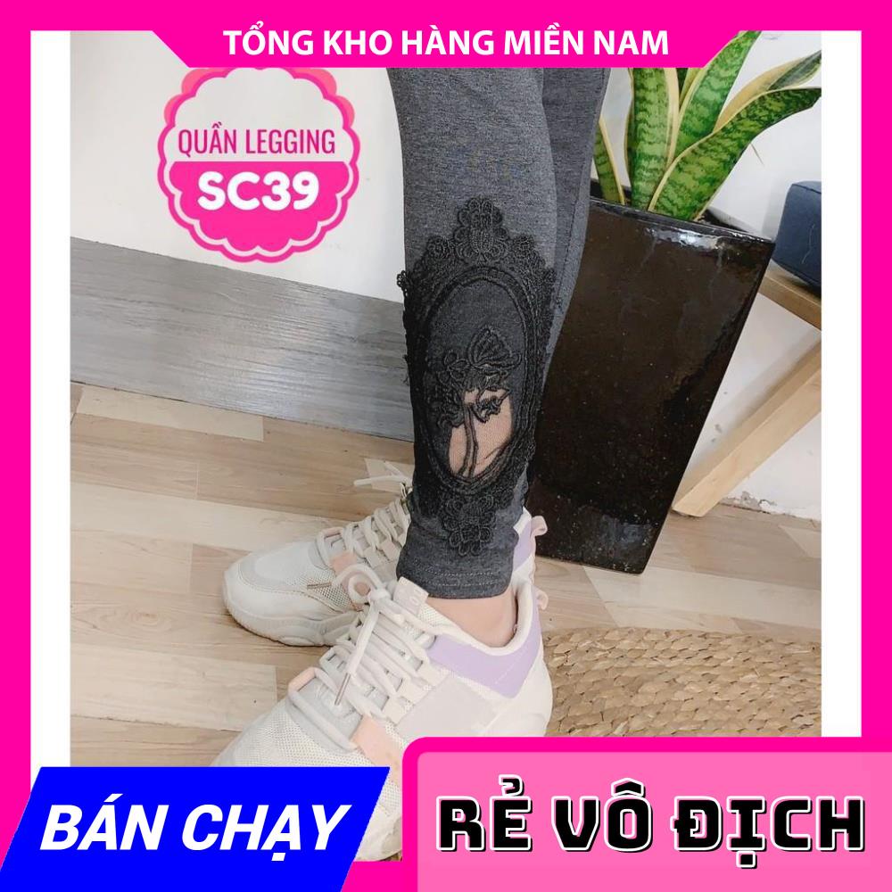 QUẦN LEGGING THUN CAO CẤP PHỐI REN CỰC XINH SC39 ⚡ẢNH THẬT⚡ QUẦN THUN ÔM ⚡ LEGGING CO GIÃN TỐT ⚡ LEGGING PHỐI REN