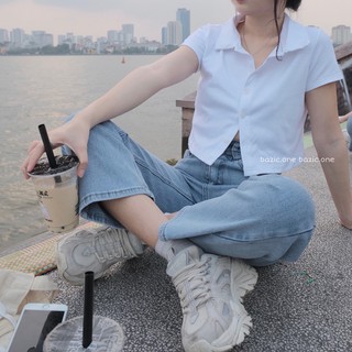 Áo croptop cổ Polo Bazic one