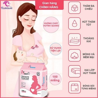 Hộp 108 miếng lót thấm sữa mẹ dùng 1 lần Kichilachi Kichi / Túi 100 miếng thấm Mamicare