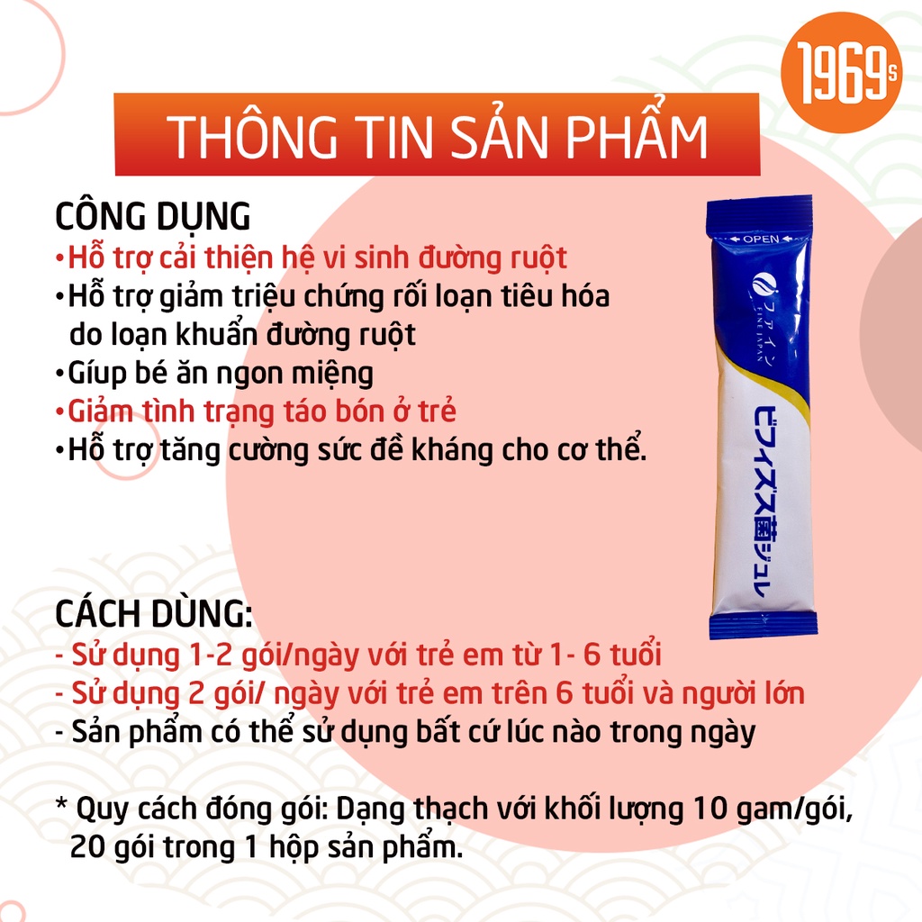 Thạch men vi sinh BIFIDO hỗ trợ giảm triệu chứng rối loạn tiêu hóa, táo bón cho bé