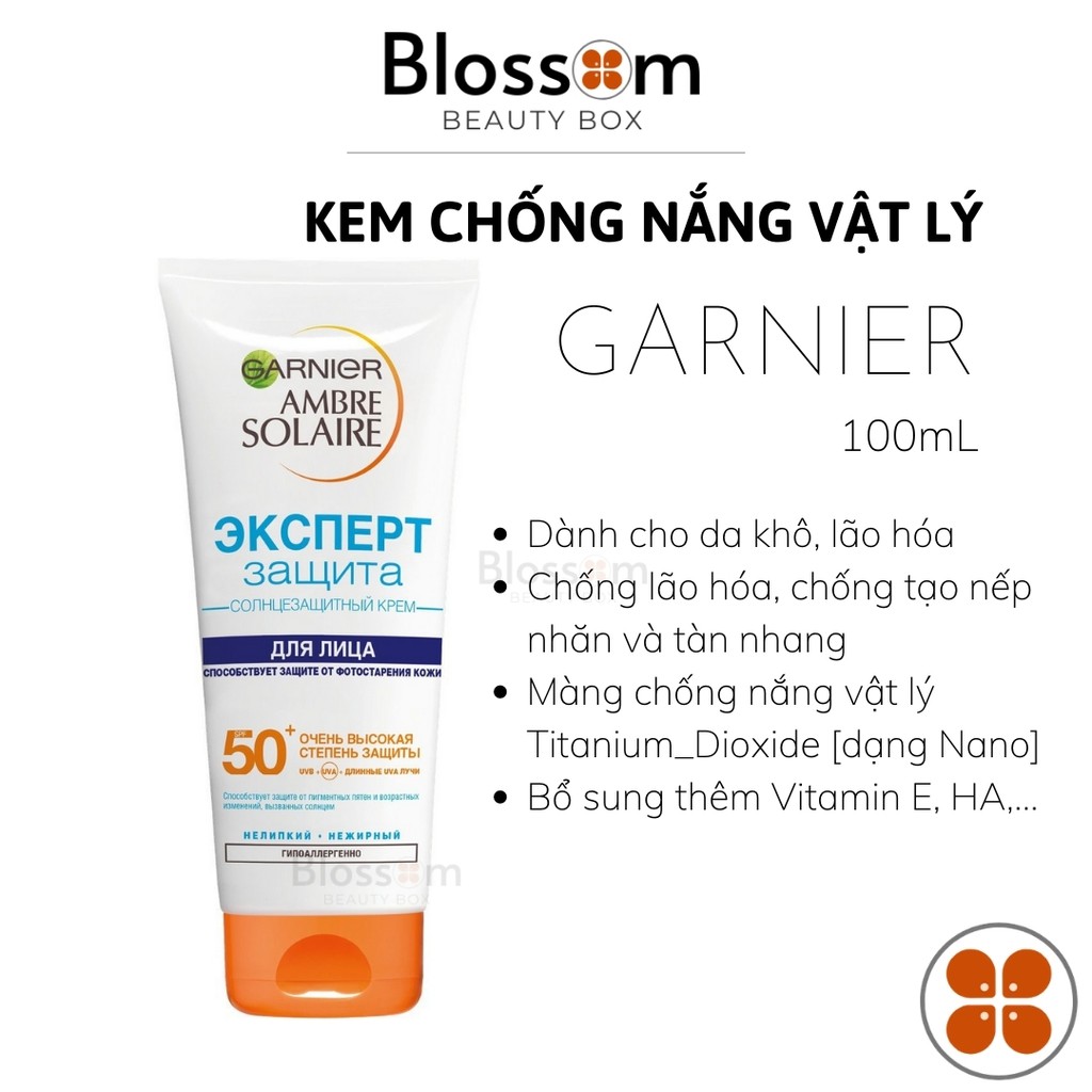 50ml/100ml Kem chống nắng Garnier Ambre Solaire Face Cream SPF 50+ (Bản Nga)