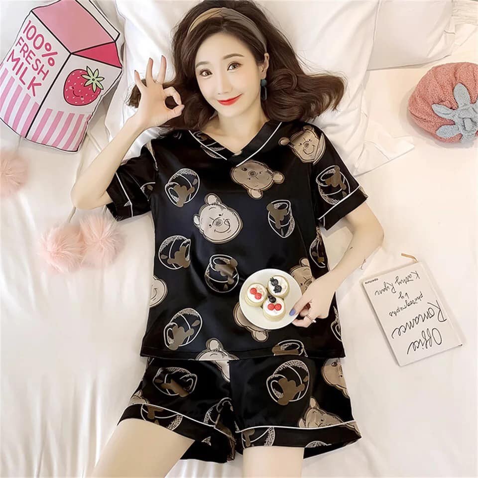 [Chỉ trả khách order facebook]Bộ ngủ lụa satin