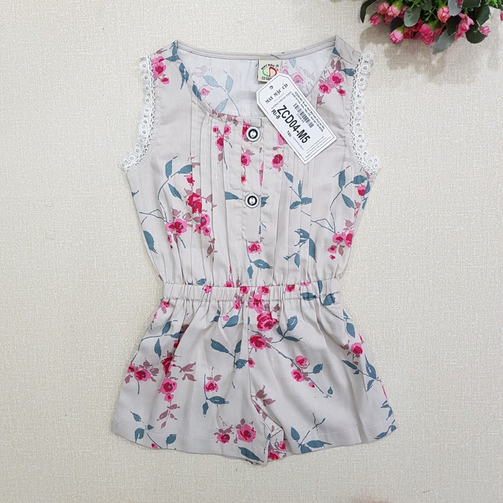 ZCD04-M5- Bộ BG kaki thun,áo liền quần in hoa,kem,Made in VietNam,size bé 1-8/ri8,(combo 8 sản phẩm từ nhỏ đến lớn