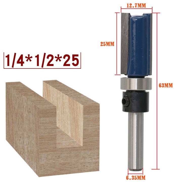 Mũi phay gỗ lấy nền thẳng có bi ngược