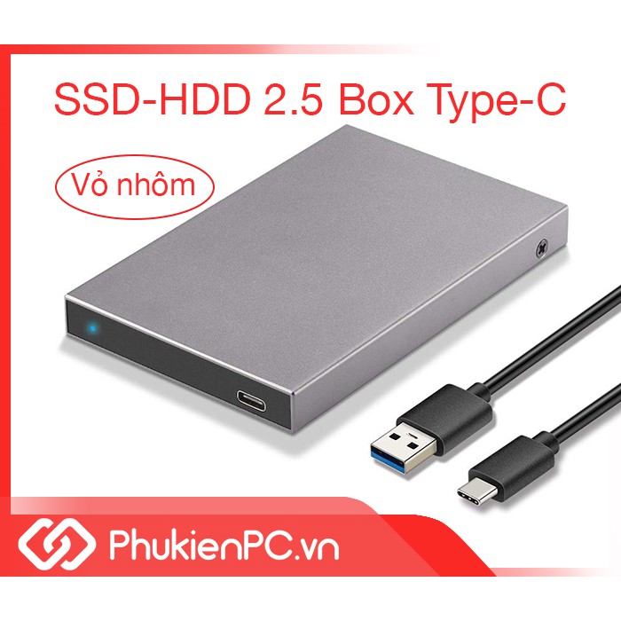 Box SSD HDD 2.5 to Type C vỏ nhôm, biến SSD thành ổ cứng di động