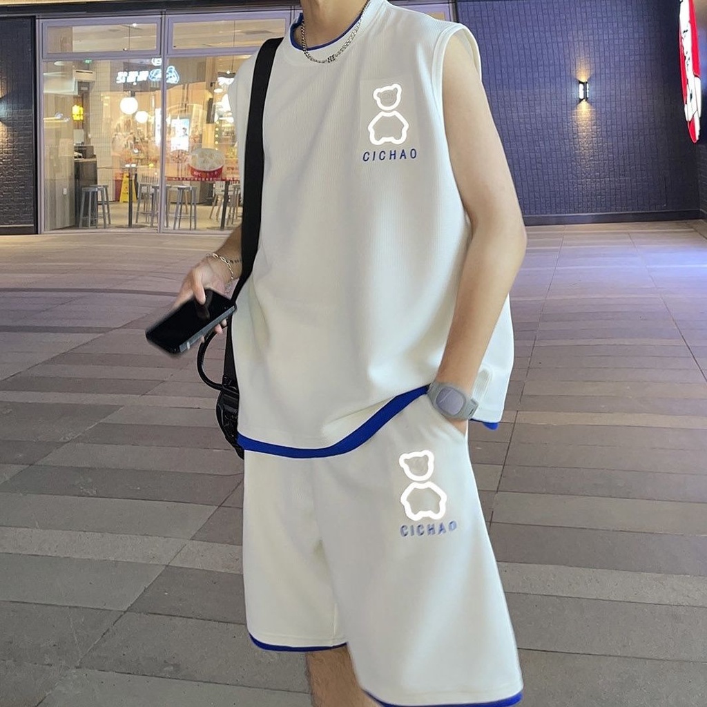 Bộ Áo Ba Lỗ + Quần Short Thể Thao Dáng Rộng Thời Trang Mùa Hè Cho Nam