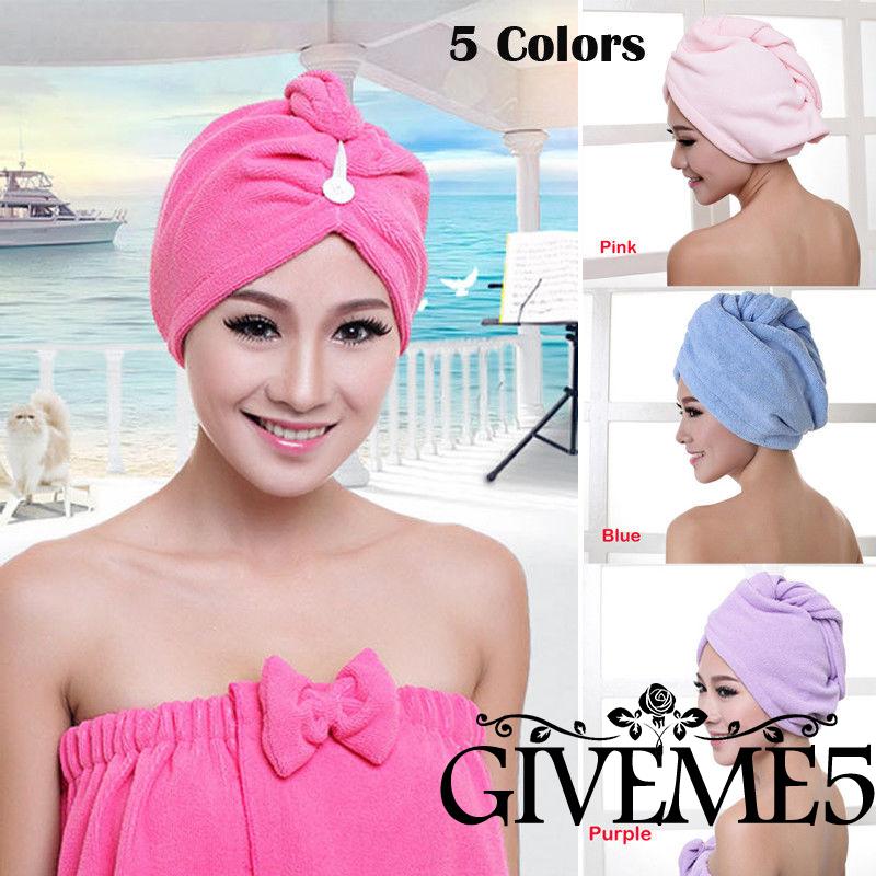 MICROFIBER Nón Trùm Đầu Giúp Làm Khô Tóc Bằng Vải Vi Sợi Chất Lượng Cao