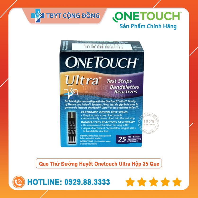 hbhb [Date dài] Que Thử Đường Huyết Onetouch Ultra ( test tiểu đường One Touch Ultra) 95