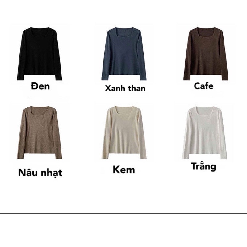 Áo len dài tay cổ vuông dáng bassic