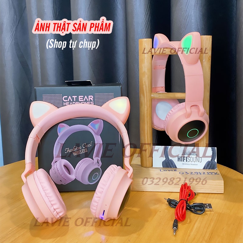 Tai Nghe Mèo Chụp Tai Bluetooth Tai Mèo Đèn Led Dễ Thương, Tai Nghe Mèo Không Dây Kết Nối Không Dây Âm Thanh Chất Lượng
