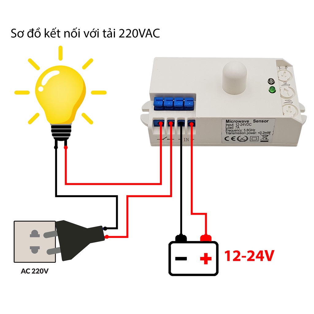 Công tắc cảm ứng chuyển động radar vi sóng SK-807K 12-24VDC