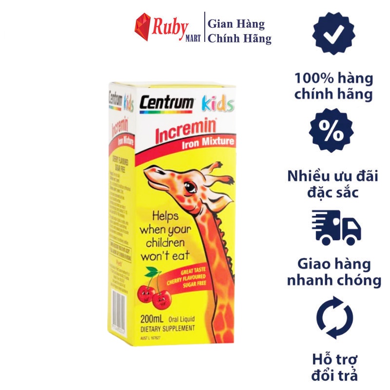 Siro Centrum Kids Dành Cho Trẻ Biếng Ăn Chính Hãng Úc Lọ 200ml  Dễ Uống