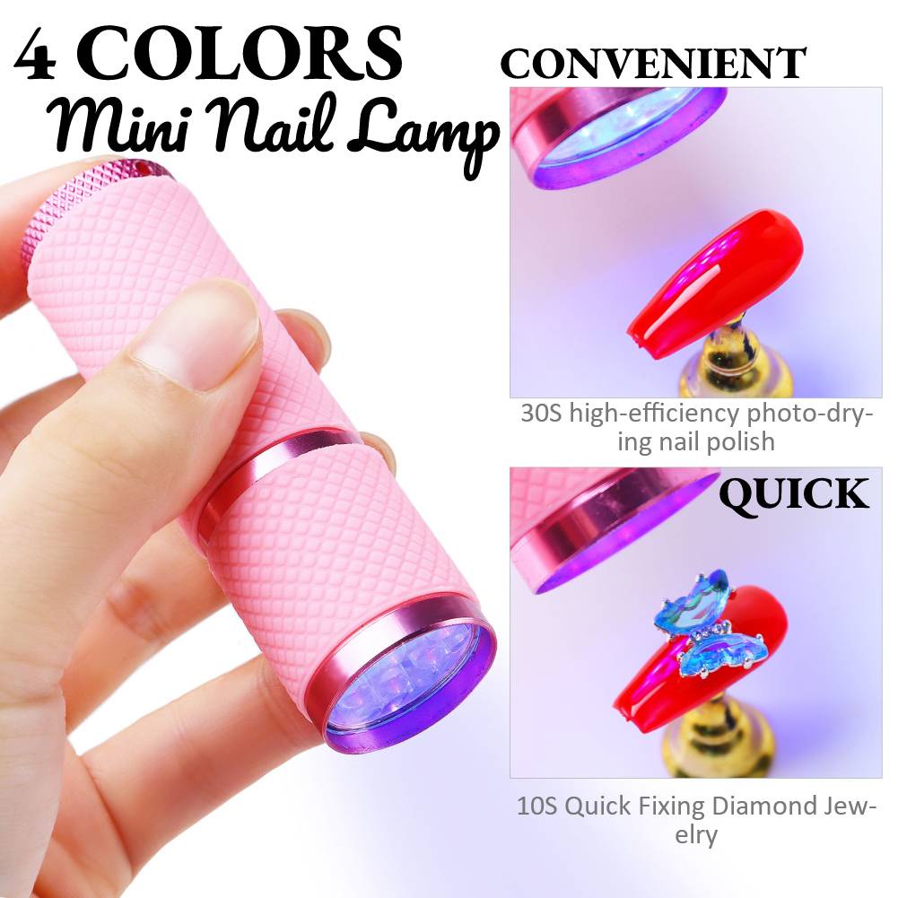 Đèn LED UV 9 Bóng Mini Hỗ Trợ Làm Khô Móng 8 Màu Sắc