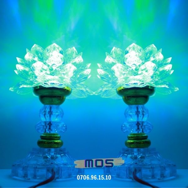 Đèn sen nhựa để bàn trang trí thờ cúng Mos Shop