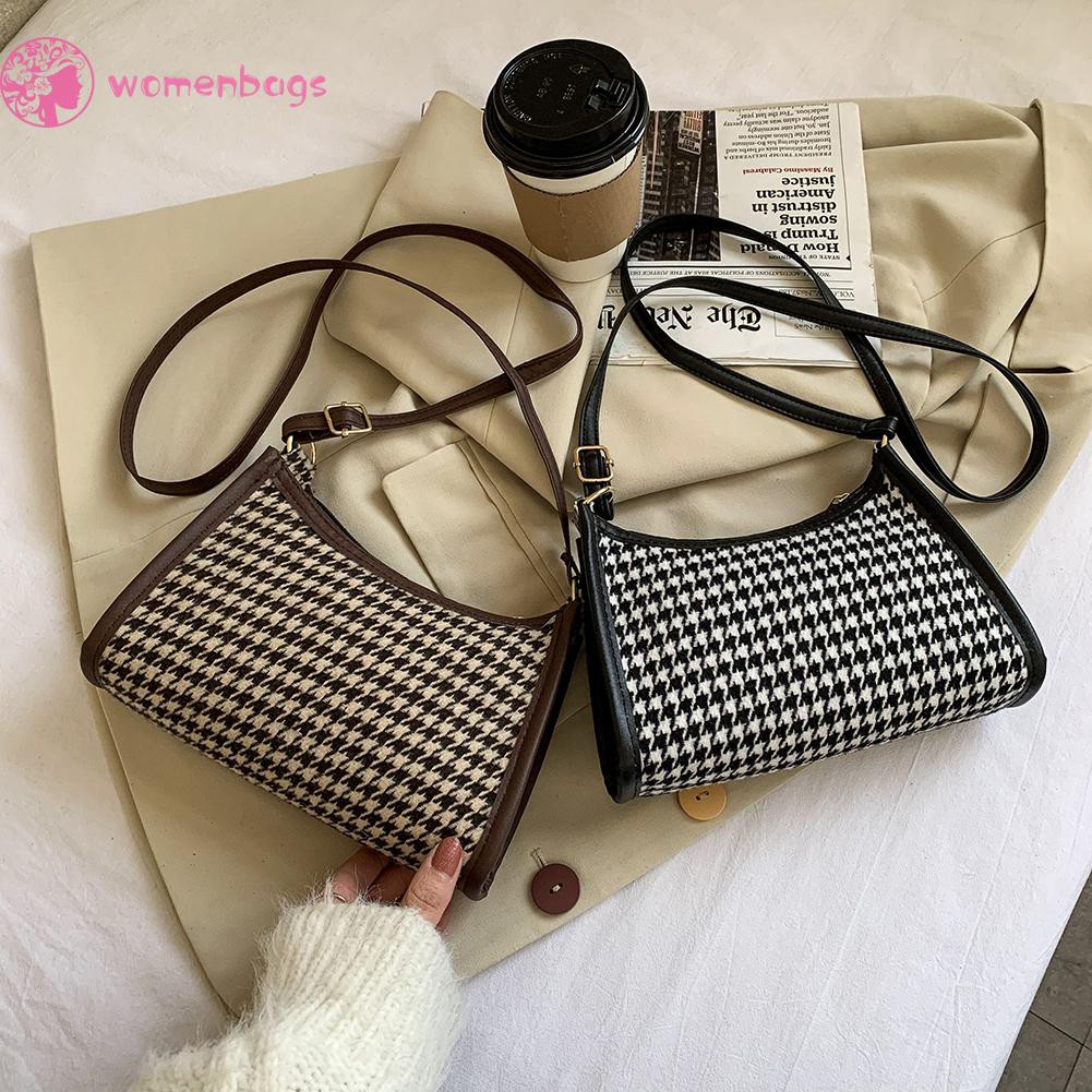 Túi xách đeo chéo vai bằng len thời trang kẻ sọc phong cách Hobo đường phố cổ điển cho nữ | BigBuy360 - bigbuy360.vn