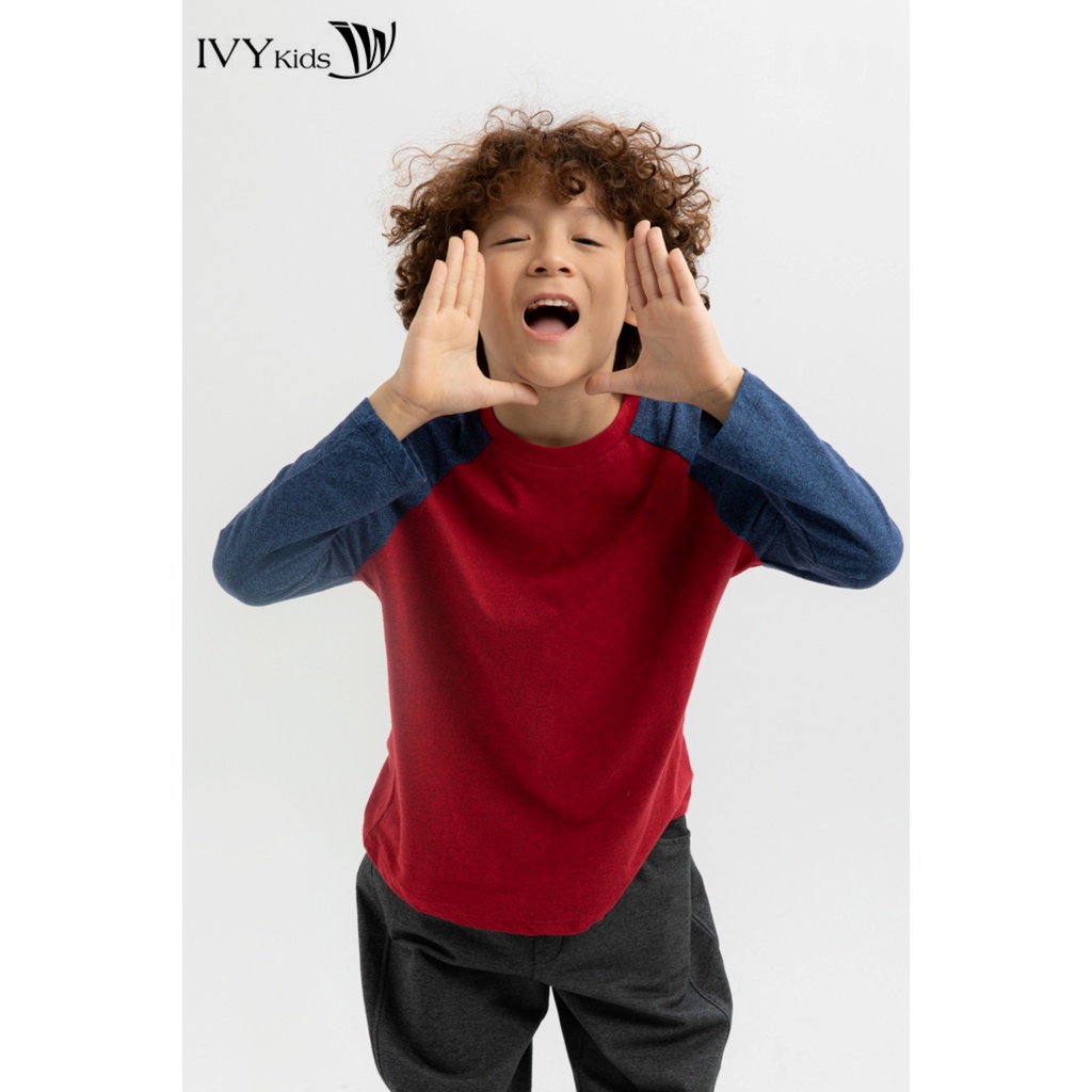 Áo thun bé trai phối màu IVY moda MS 58K1192