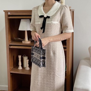 Váy tweed nơ đen Hàn Quốc