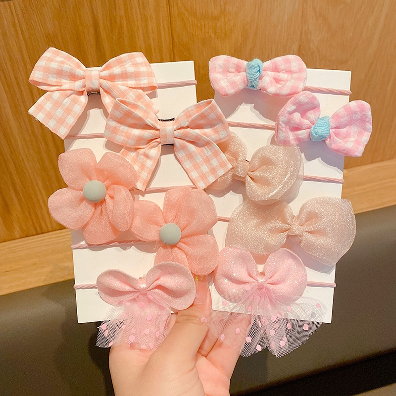 Set 10 Dây Cột Tóc Nơ Dễ Thương Cho Bé Gái