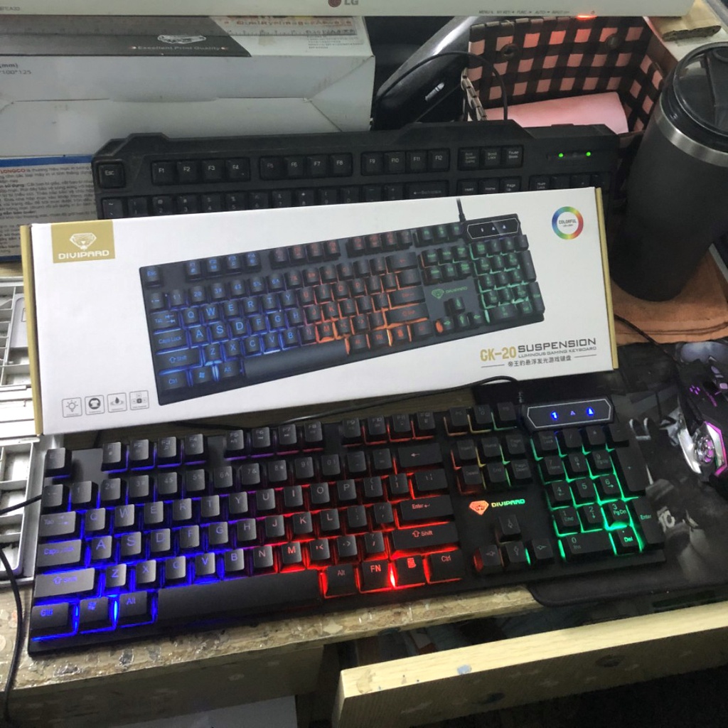 Bàn Phím Máy Tính Văn Phòng Gaming Giả Cơ Divipard GK-20 Có Led Đa Màu Phím Chống Mước Tiêu Chuẩn