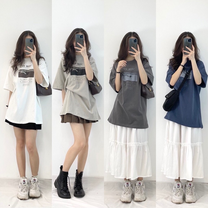 Áo phông tay lỡ INSIDE OUT chất cotton khô 3158 / dài 71 rộng 55