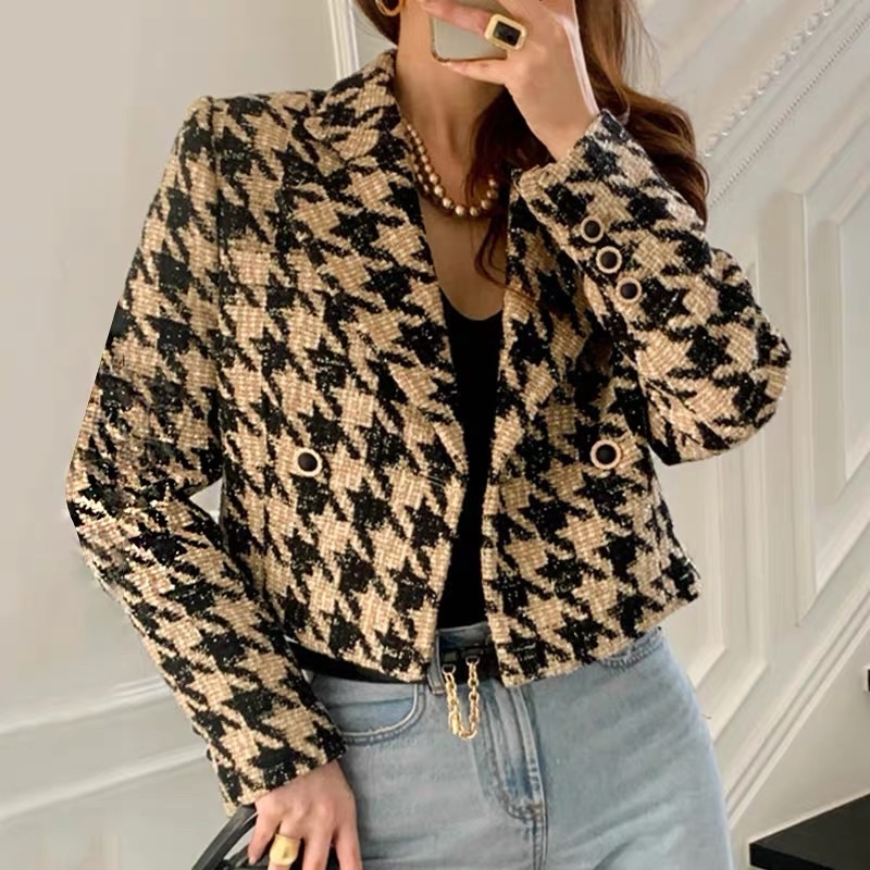 [Có ảnh thật]Áo khoác blazer dạ hoạ tiết răng sói houndstooth thanh lịch SAM SAM BOUTIQUE | BigBuy360 - bigbuy360.vn