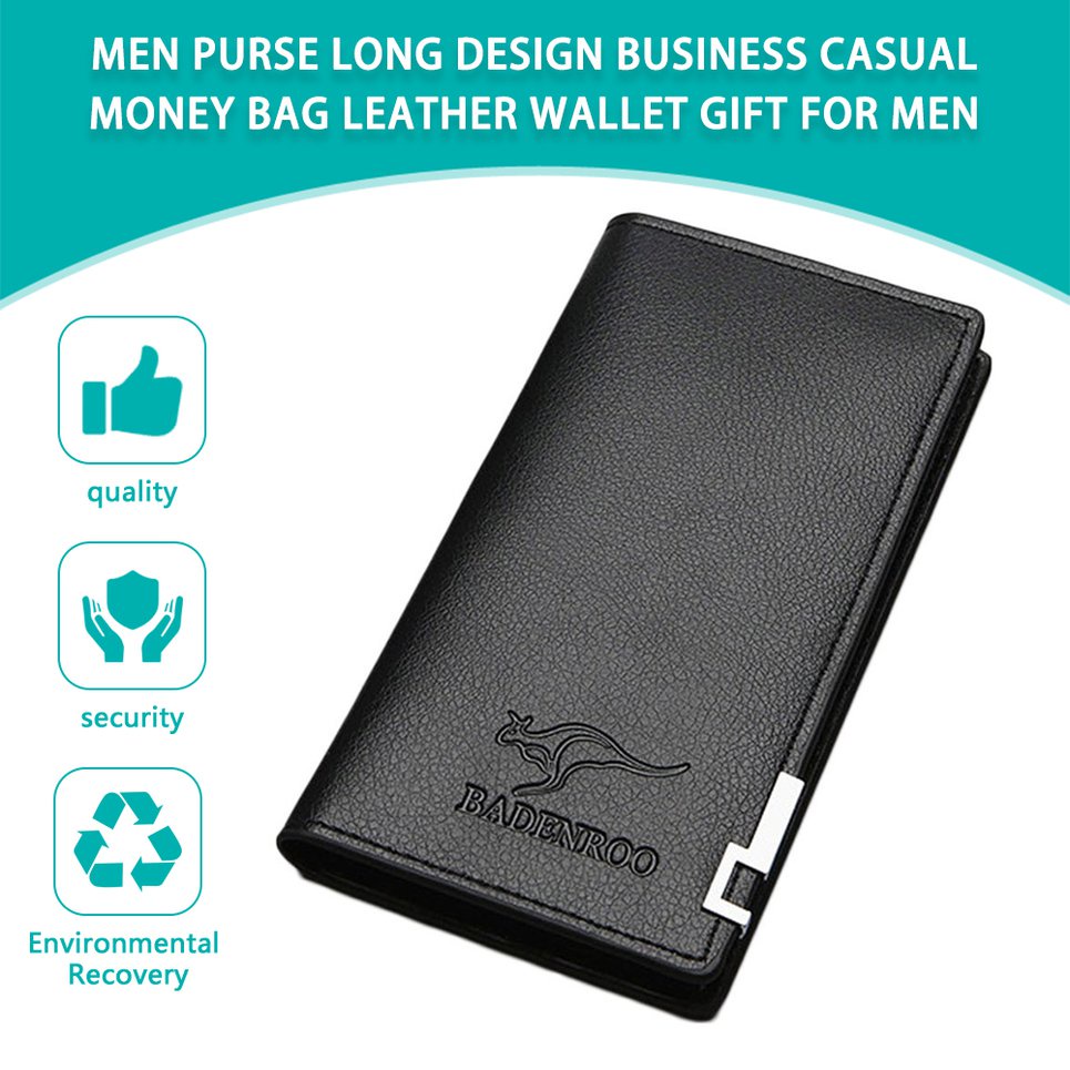 Men Purse Long Design Business Casual Money Bag Leather Wallet Gift For Men