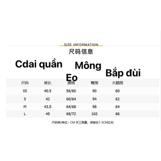 quần shot lửng _màu đen duy nhất (bảng size cuối bài)