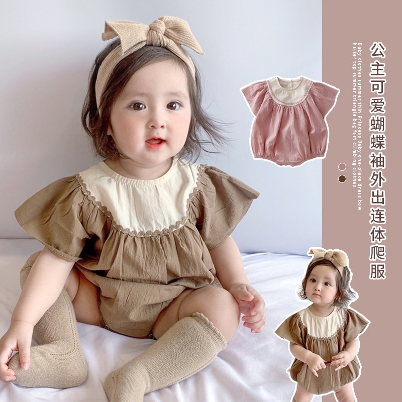 Áo Liền Quần Ngắn Tay Thời Trang Mùa Hè Cho Bé Gái