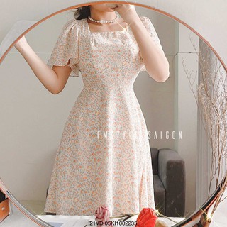 Đầm hoa xòe tay ngắn cổ U dây sau ullzang thời trang nữ VM Shop 21VD05KI1002