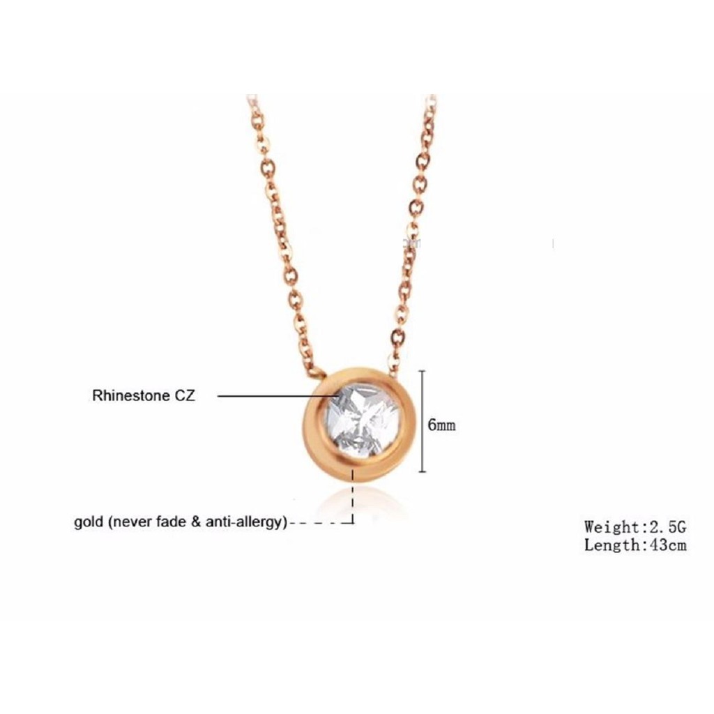 Bộ trang sức Dây chuyền và Hoa tai đính xoàn lóng lánh mạ lớp vàng 18k  sang trọng vĩnh viễn không đen