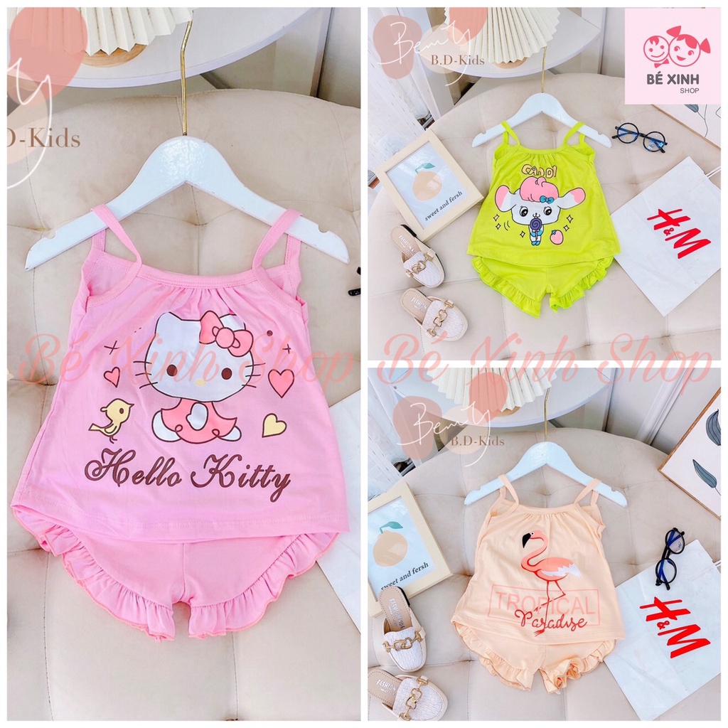 Bé gái Quần áo đồ bộ hè 2 dây cho bé gái Minky Mom [Cực Hot] Bộ hai 2 dây sét đồ cho bé gái mùa hè vải thun lạnh 2_DÂY