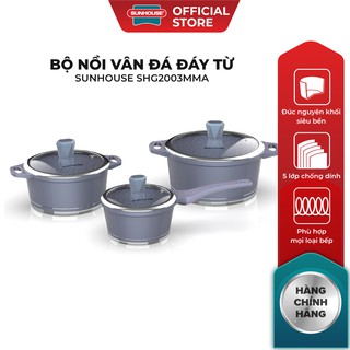 Bộ nồi vân đá đáy từ Sunhouse SHG2003MMA