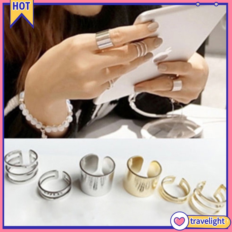 (Travelight) CHARMS Set 3 Nhẫn Đốt Ngón Tay Thiết Kế Đa Dạng Thời Trang Cho Nữ