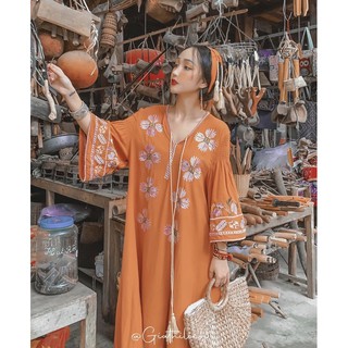 Váy cam boho thổ cẩm (có sẵn)