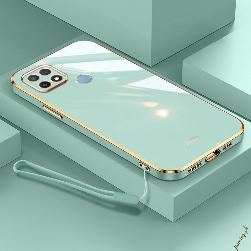 Ốp Điện Thoại Silicon Mềm Viền Thẳng 6D Chất Lượng Cao Có Dây Đeo Cho Mi Xiaomi Redmi 9C Sự Bảo Vệ