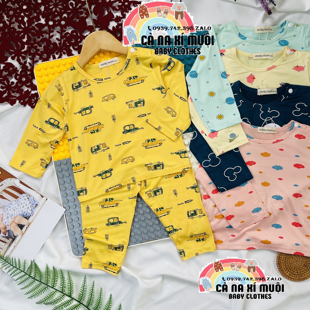 FULLSIZE(7-26KG)Bộ Minky Mom Thun Lạnh Dài Tay Fom RộngFREE SHIPHoạ Tiết Dể Thương Cho Bé Gái Bé Trai, Đủ Màu