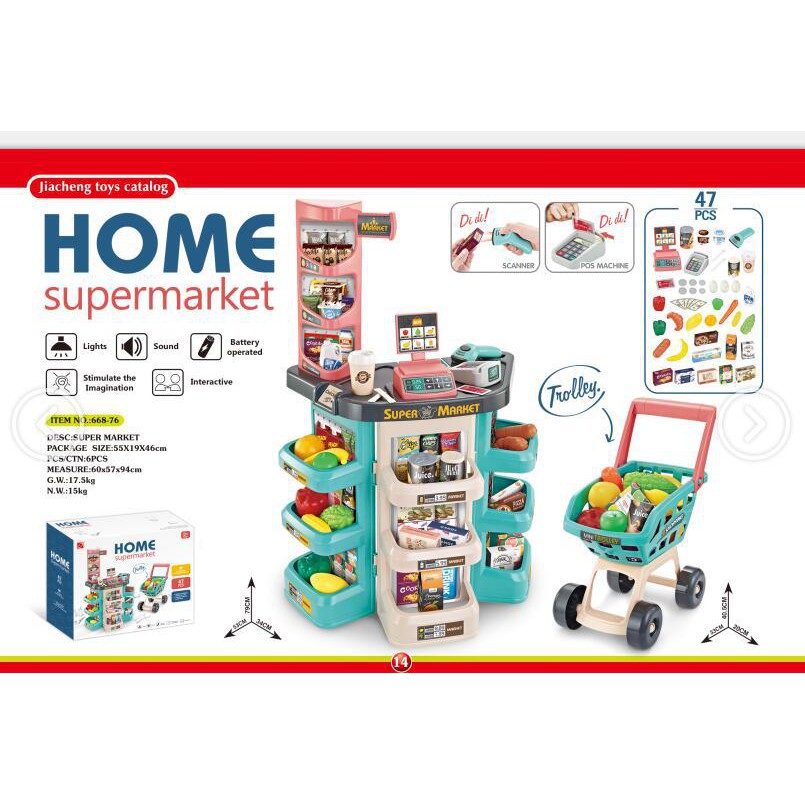 Play House trẻ em nhà bếp dụng cụ nhà bếp đồ chơi nấu ăn bàn làm việc quầy thức ăn nhanh quầy hàng siêu thị giỏ hàng