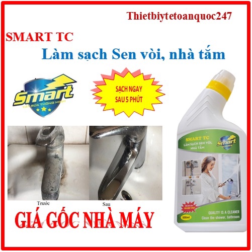 [Chính hãng]Tẩy Rửa SMART - Tẩy Sạch Cặn Canxi Vách Kính, Dầu Mỡ Lâu Ngày, Sen Vòi Inox, Đồ Dùng Bằng Sứ - 300ml