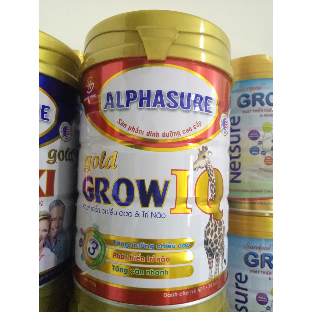 Sữa Alphasure Gold Grow IQ 900g - Tăng cân - Phát triển chiều cao cho bé từ 1-15 tuổi