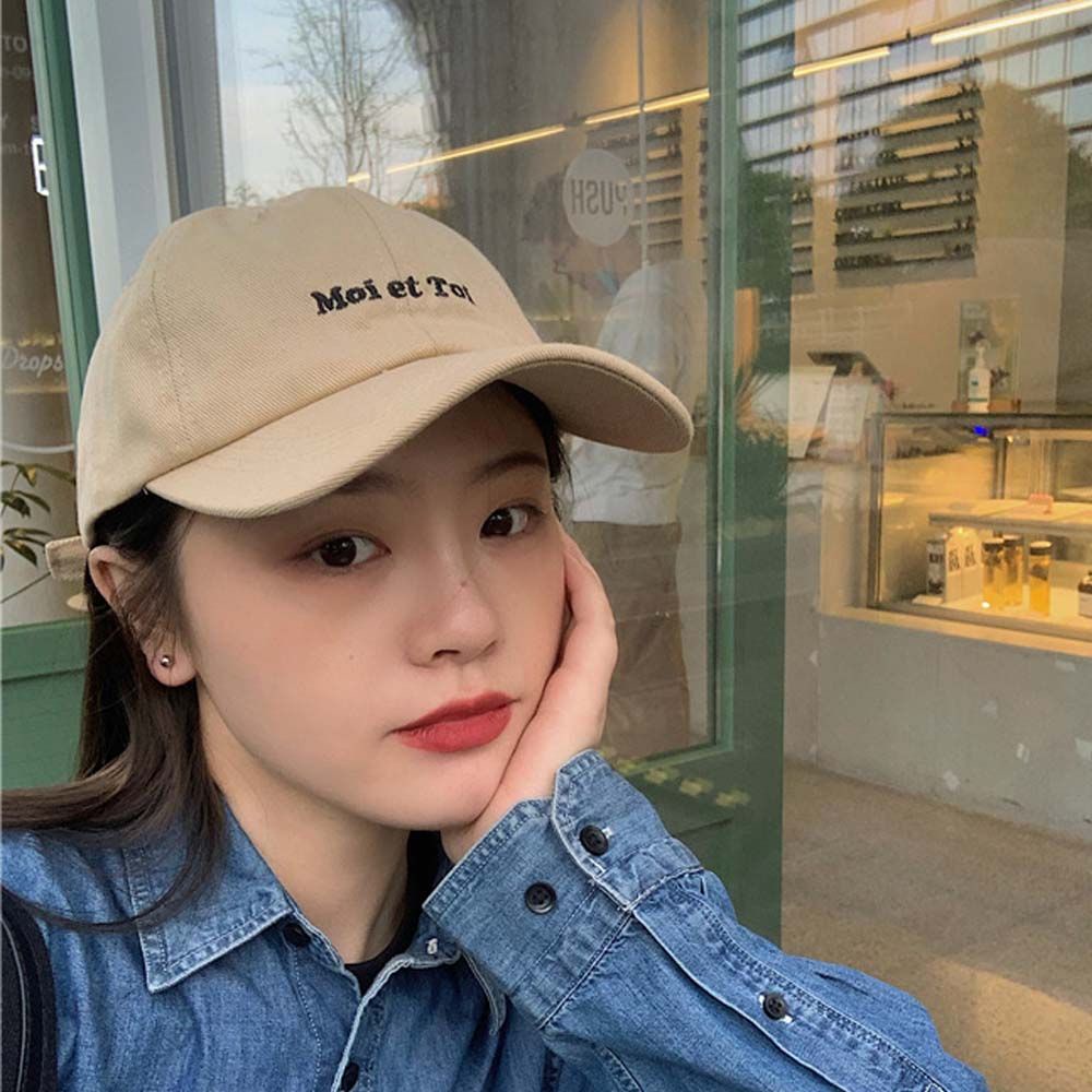 Nón lưỡi trai USNOW thêu chữ thời thượng phong cách Hàn Quốc mùa hè điều chỉnh được cho nam và nữ nhiều màu tùy chọn