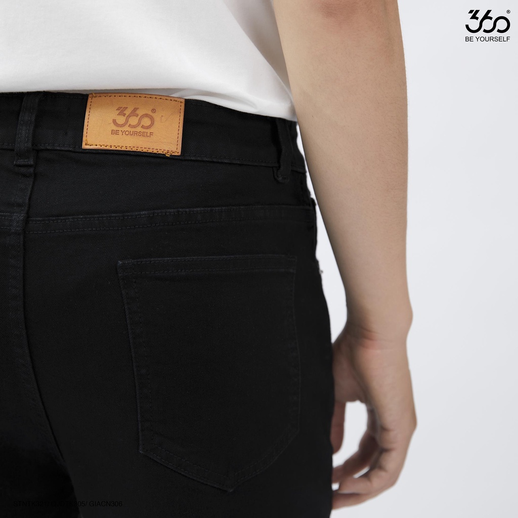 Quần jean nam đen rách gối slimfit thương hiệu 360 Boutique chất liệu cao cấp  - QJDTK305