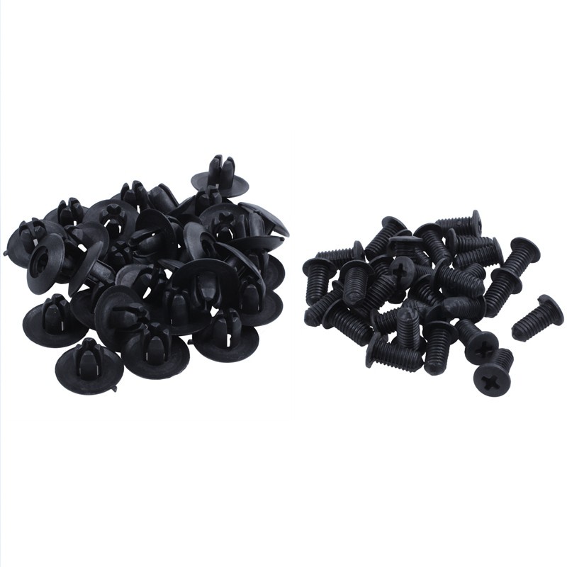 30x 8mm Auto Fender Clips Fit For Acura Honda Front Push-Type Retainer Clips Black