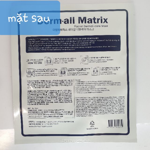 Mặt Nạ Derm All Matrix Hàn Quốc Dưỡng Trắng Nâng Cơ tức thì Hàn Quốc