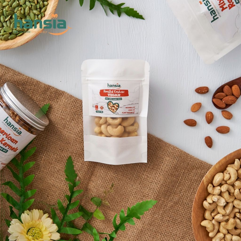 Hạt Điều Rang Chay Organic HANSIA Vị Tự Nhiên, Thơm Ngậy Hàm Lượng Dinh Dưỡng Cao Phù Hợp Cho Nhiều Lứa Tuổi Túi Zip 22g